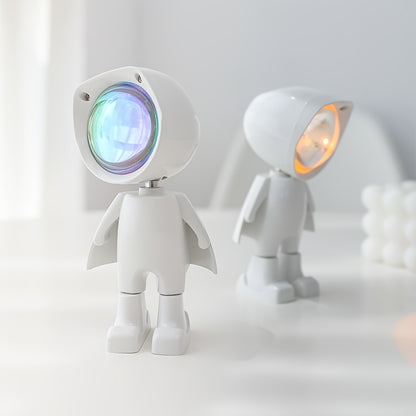 Rainbow Sunset LED Night Light Projector - Romantic Mood Lamp for Home Decor, Cute Robot Design, Perfect for Room and Wall Ambiance